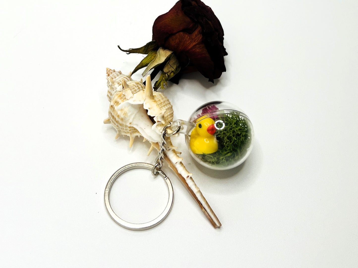 Floral Lucky Ducky Terrarium Keychain
