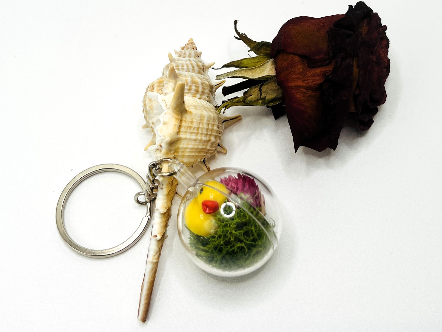 Floral Lucky Ducky Terrarium Keychain