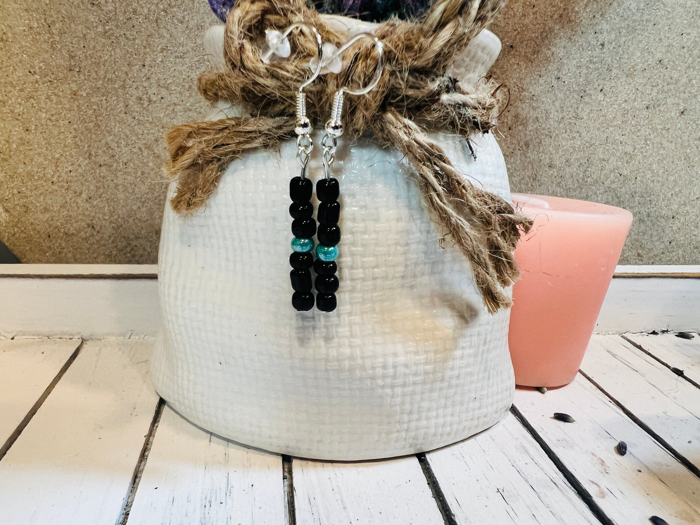 Minimalist Black Seed Bead Earrings