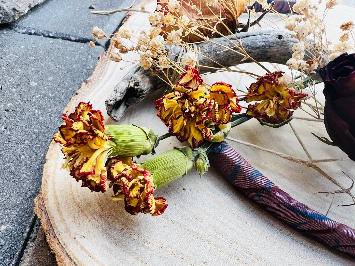 Crescent Moon Wreath | Whimsical Crescent Moon Wreath With Crystals | Dried Flower Wreath