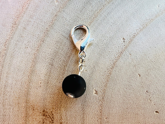 Black White Speckled Glass Collar Charm | Small, Simple Pet Collar Charm