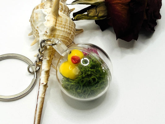 Floral Lucky Ducky Terrarium Keychain