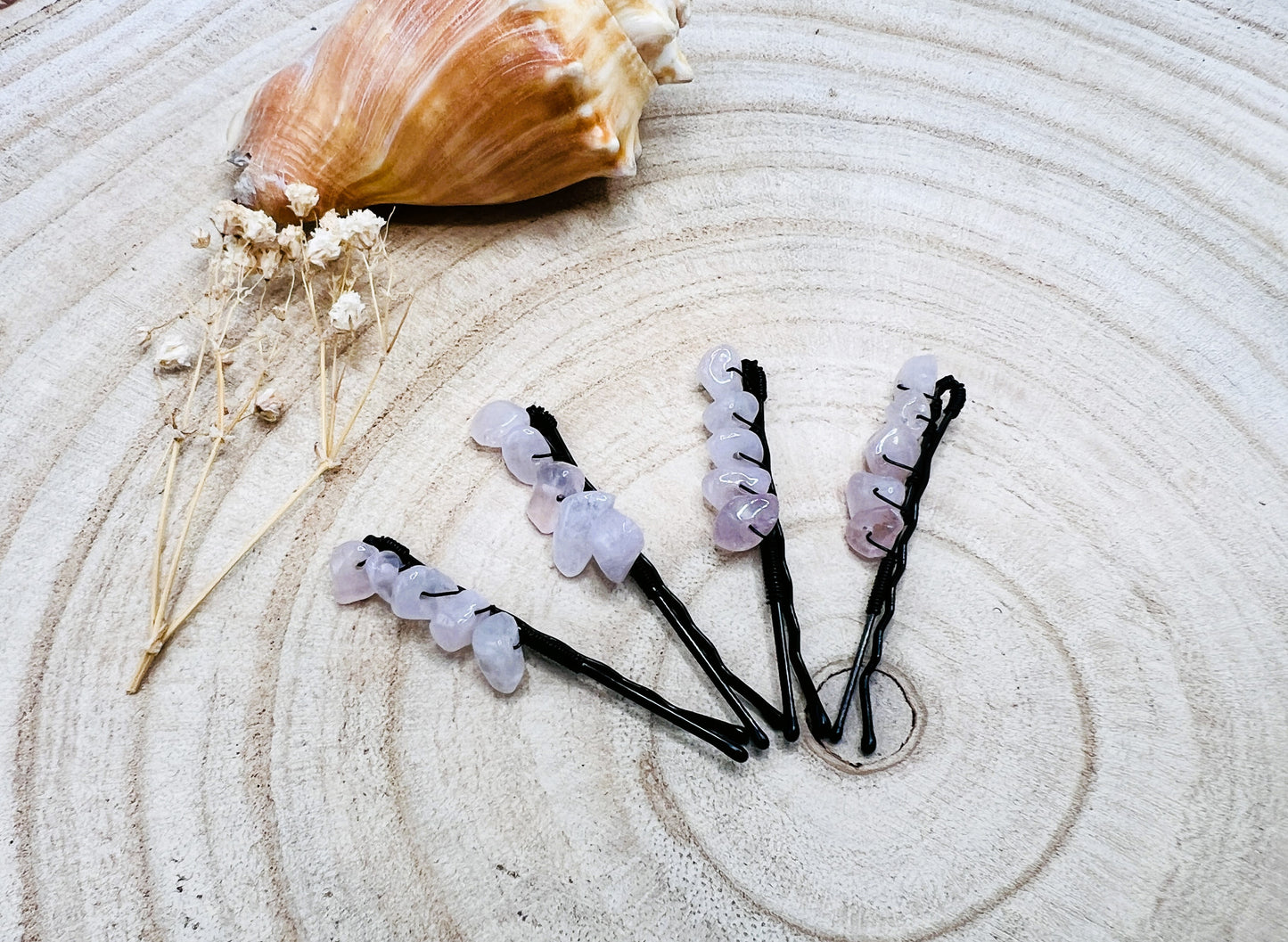 Rose Quartz Bobby Pin Set | Pagan Hair Accessories