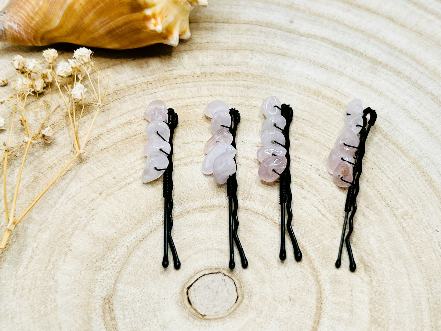 Rose Quartz Bobby Pin Set | Pagan Hair Accessories