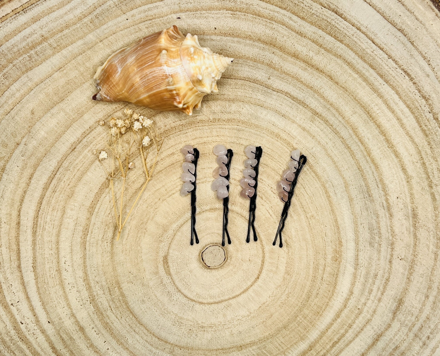 Rose Quartz Bobby Pin Set | Pagan Hair Accessories