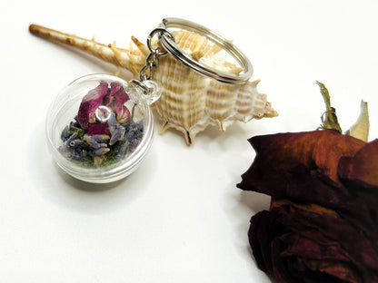 Lavender Floral Terrarium Keychain