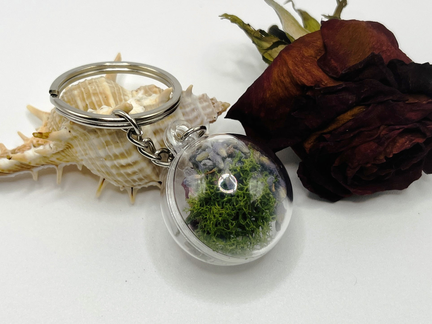 Lavender Floral Terrarium Keychain