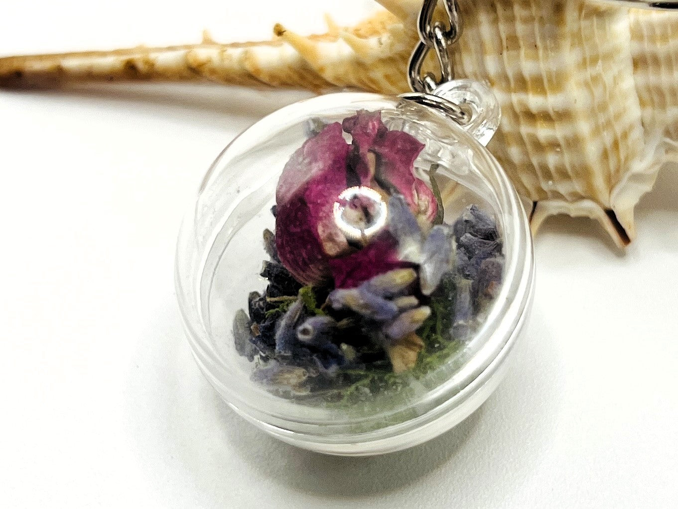 Lavender Floral Terrarium Keychain