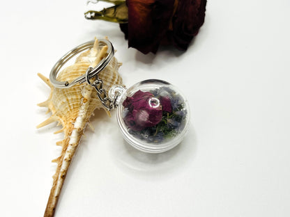 Lavender Floral Terrarium Keychain