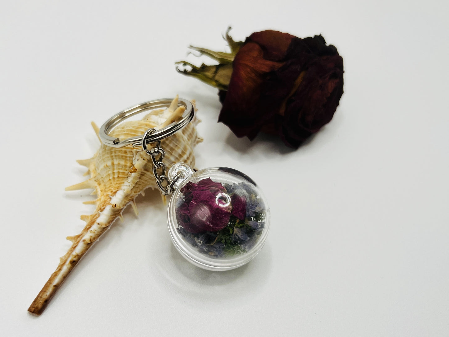 Lavender Floral Terrarium Keychain