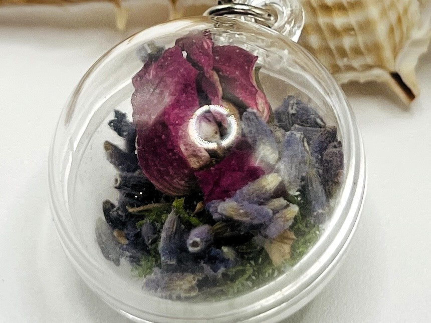 Lavender Floral Terrarium Keychain