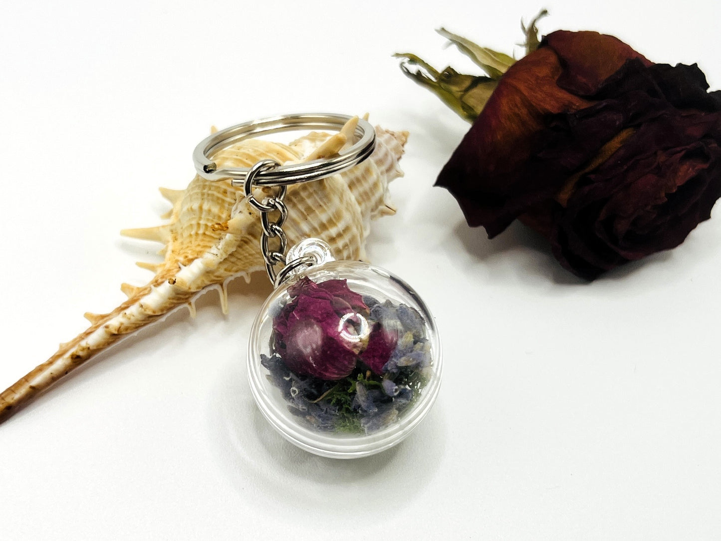 Lavender Floral Terrarium Keychain