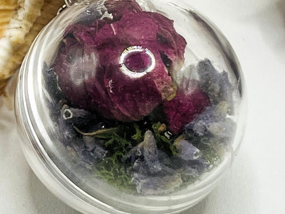 Lavender Floral Terrarium Keychain