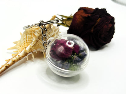 Lavender Floral Terrarium Keychain