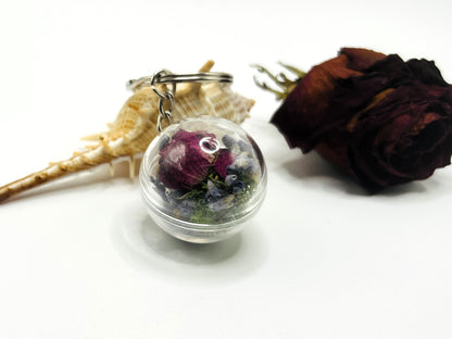 Lavender Floral Terrarium Keychain