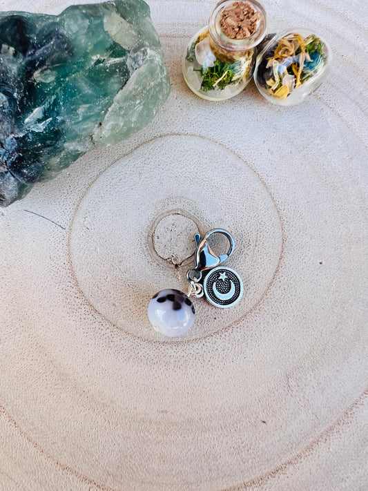 Small, Simple Pet Collar Charm | Crescent Moon Charm | Glass Bead Charm