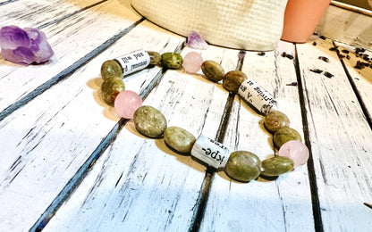 Rose Quartz Agate Upcycled Bracelet